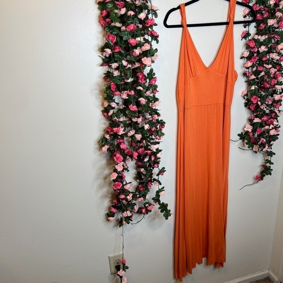 Spiegel Orange Spaghetti Strap V-Neck Dress Women’s Large Bodycon Party Bright - Picture 2 of 10